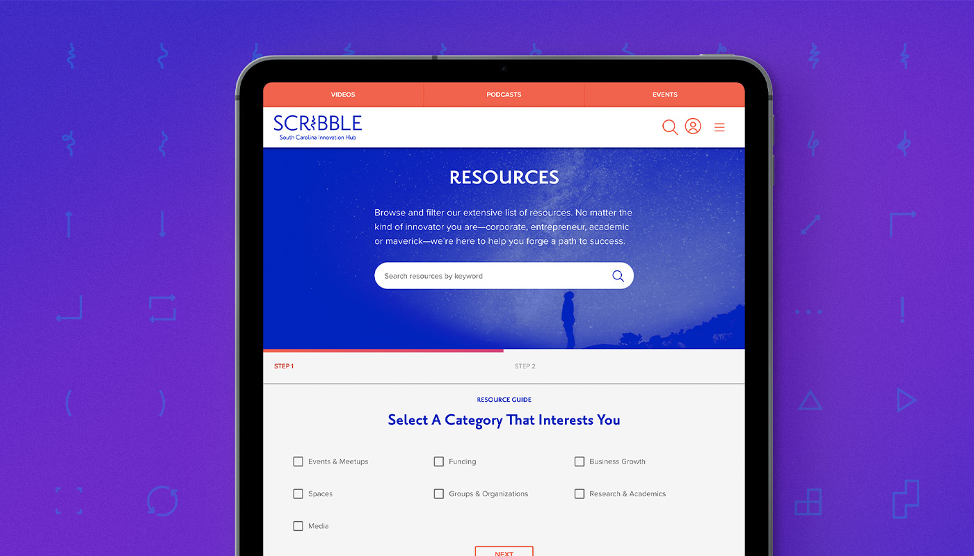 Scribble Research Page Mocked Up in a Tablet