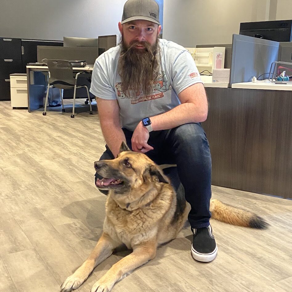 Barry and his dog Ivy at the office