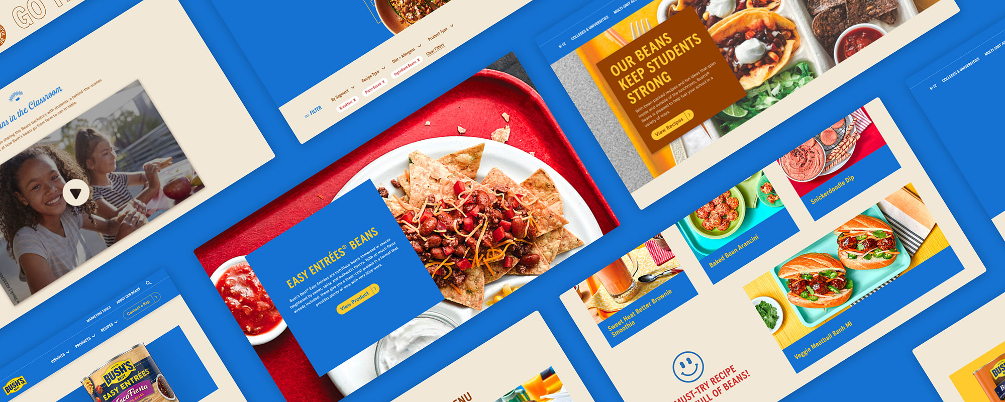 Collage of screenshots of the Bush's Beans food service website.