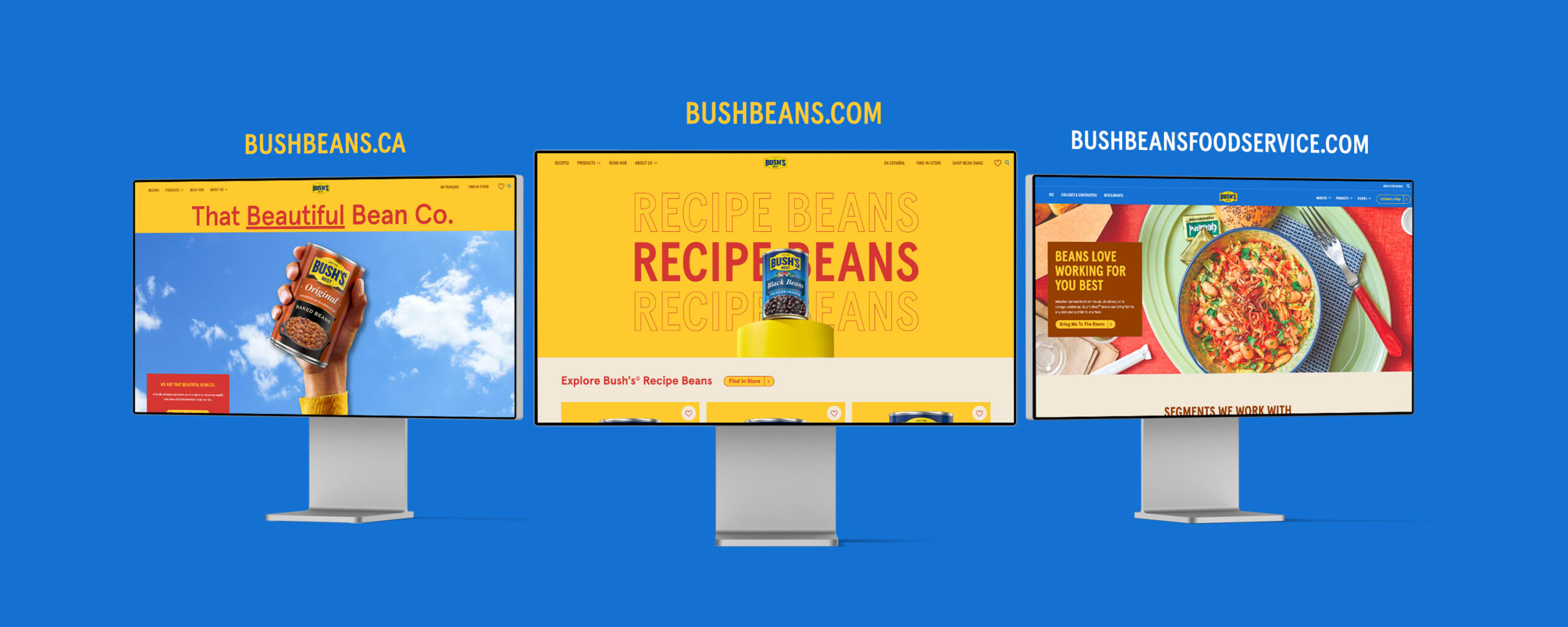 Screenshots of Bush's Beans websites.