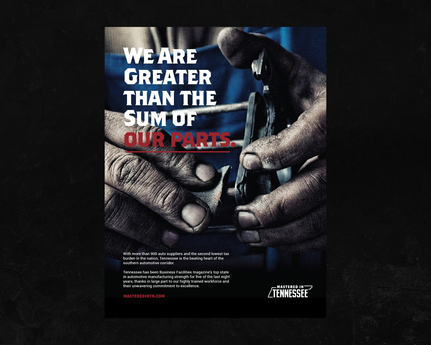 Ad for Mastered in Tennessee saying we are greater than the sum of our parts.