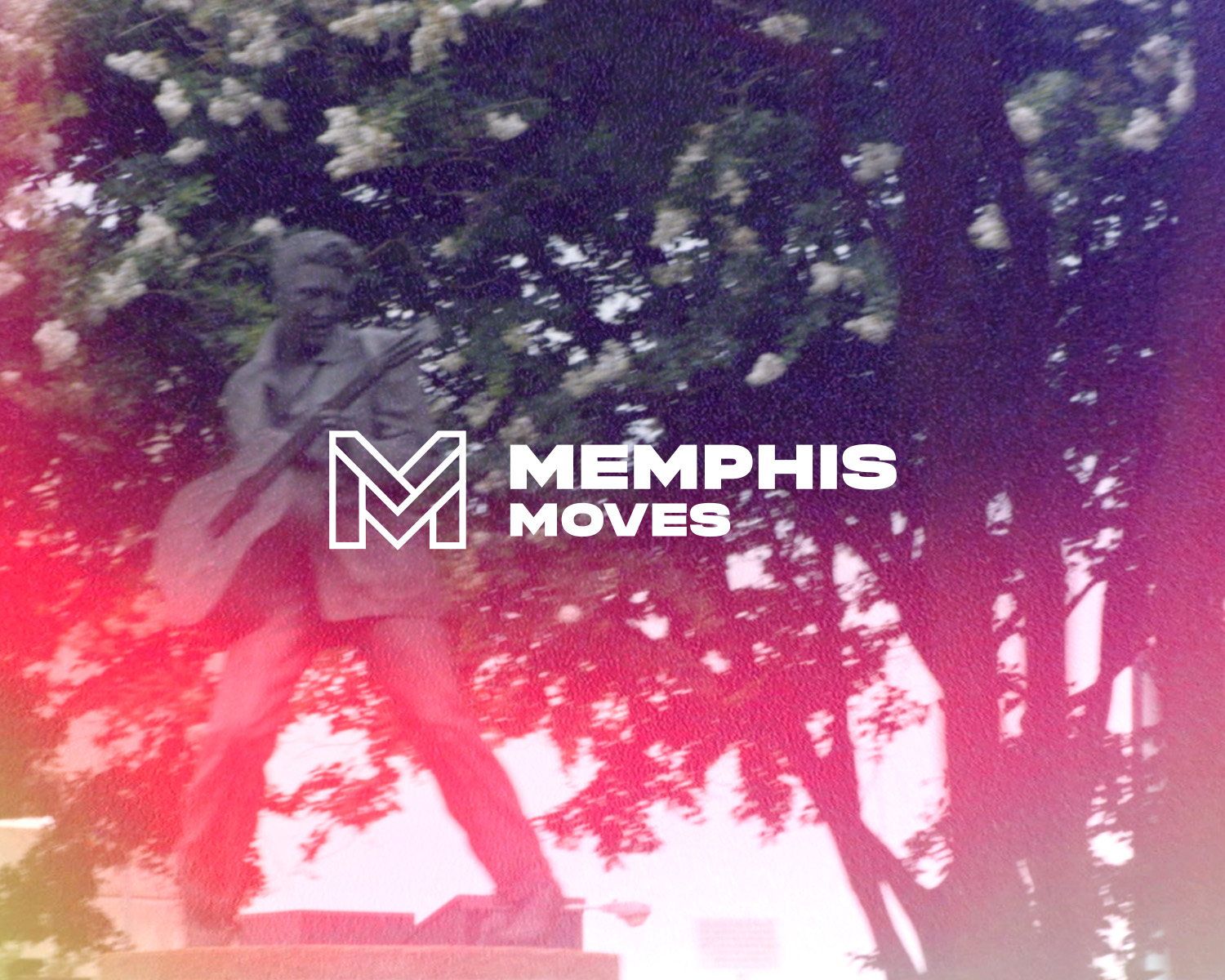 Memphis moves logo on a vibrant background.