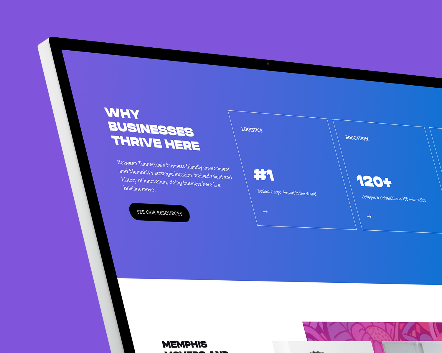Laptop showing a page on the Memphis Moves website.