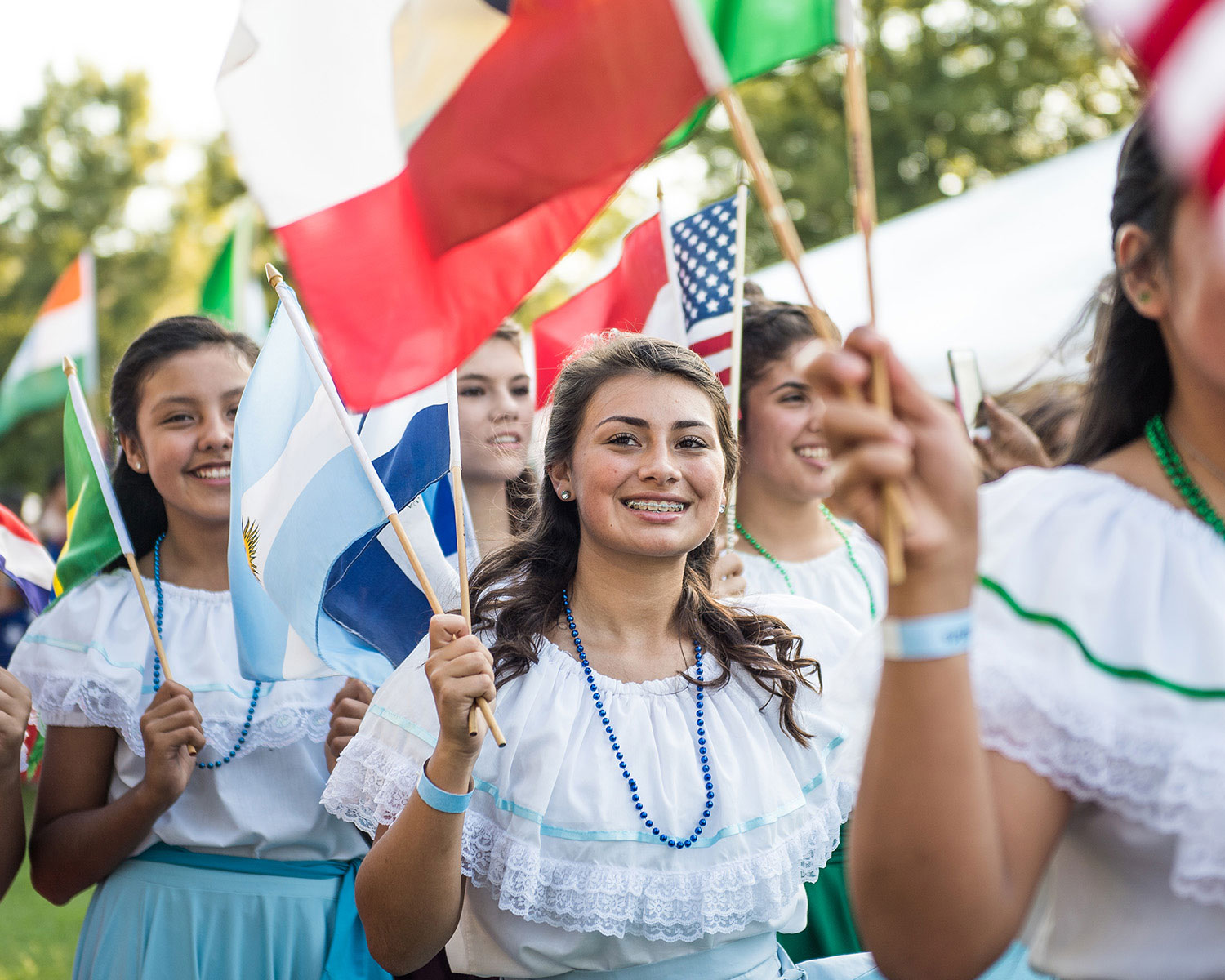 Girls in a parade in Augusta.