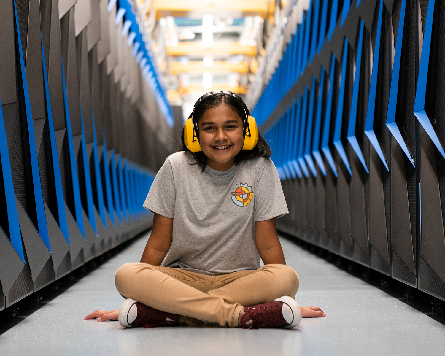 Girl wearing hearing protection.