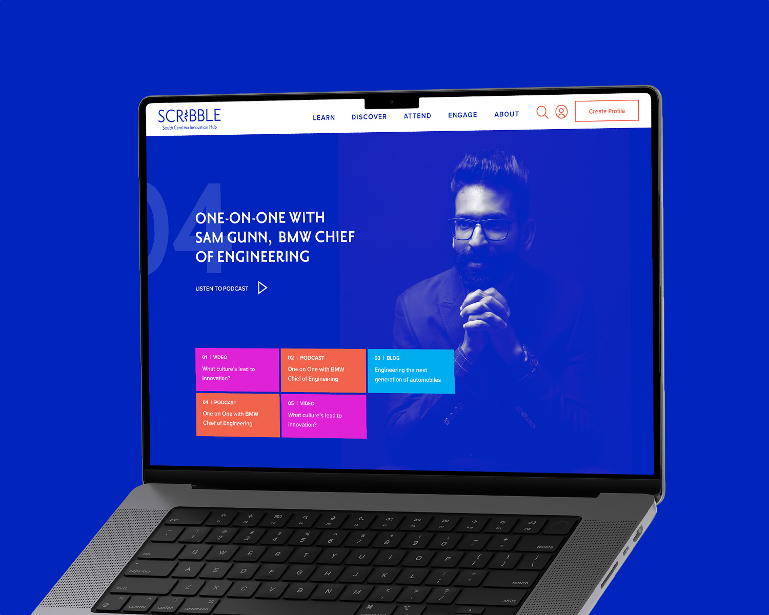 Scribble website on laptop.