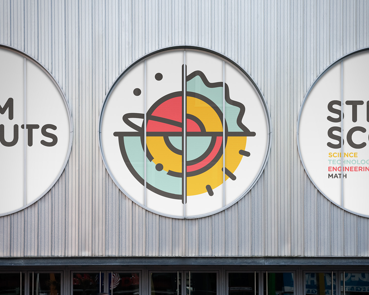 STEM logo on building.